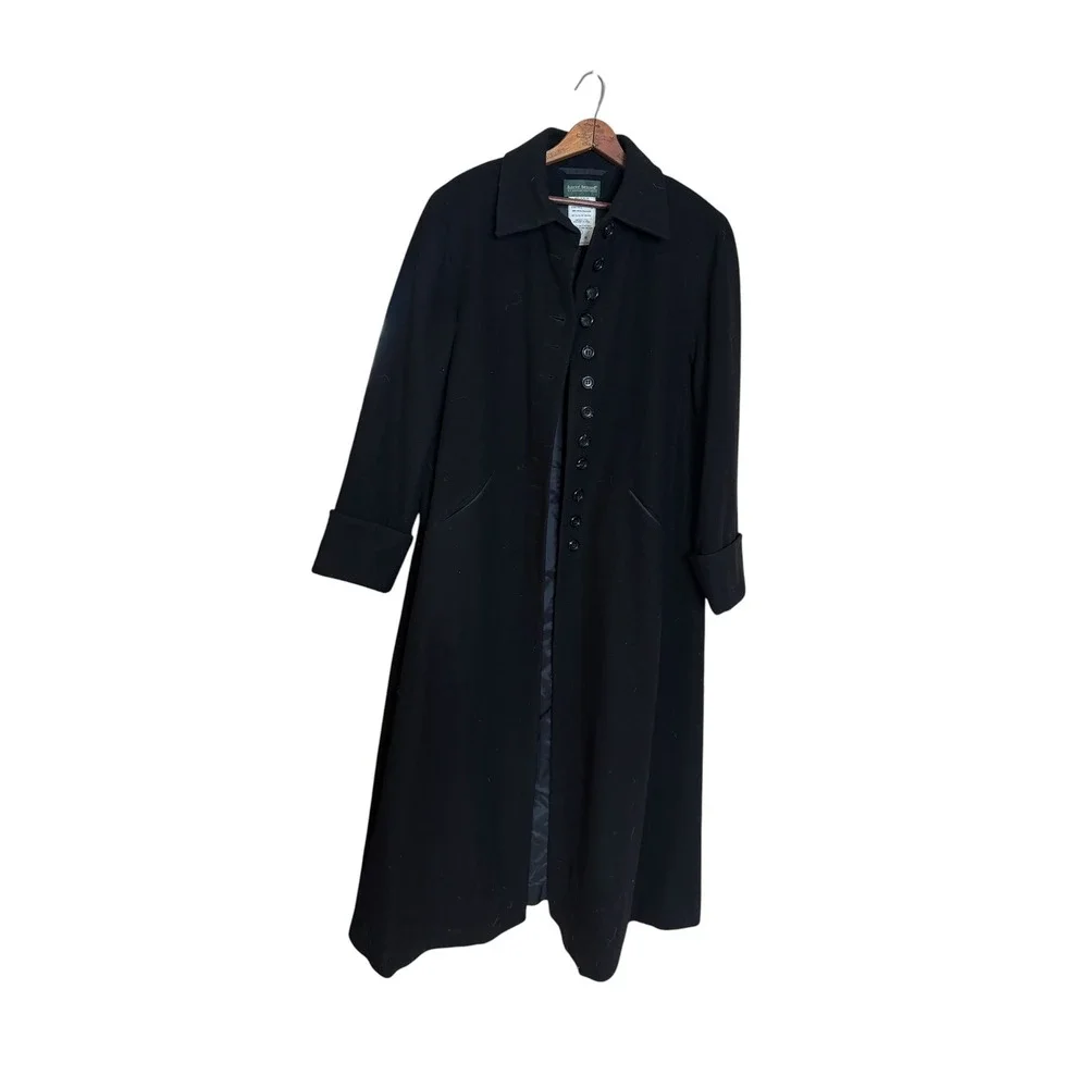 Harve Benard by Benard Holtzman Black 100% Wool Long Coat Jacket 16 47M 459 43